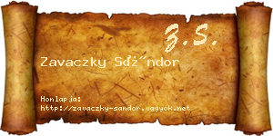 Zavaczky Sándor névjegykártya